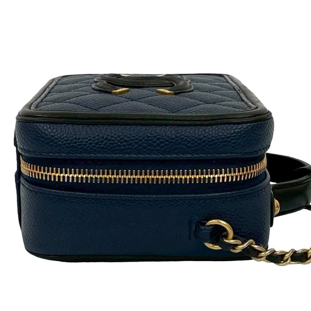 Pre-Loved Chanel Small Bicolor Caviar CC Filigree Vanity Case - Picture 8 of 9